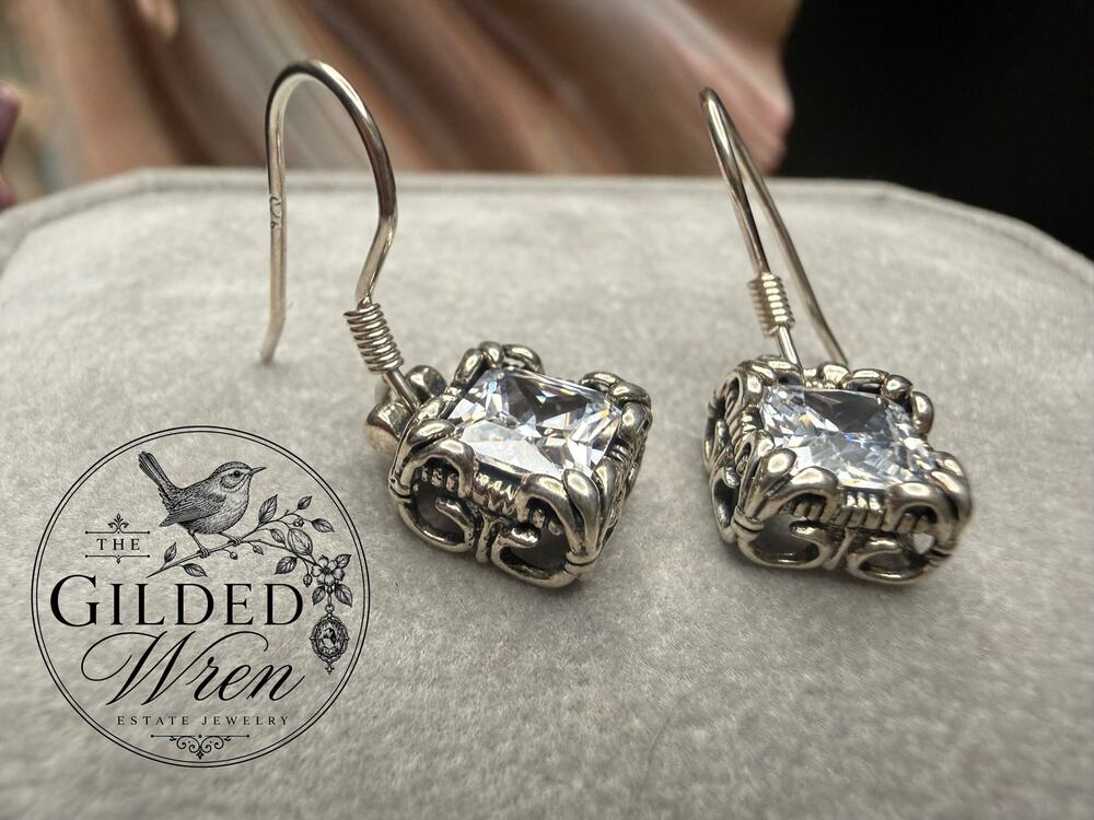Silpada W0975 Uptown CZ Sterling Silver Dangle Earrings Retired 925 (#2)